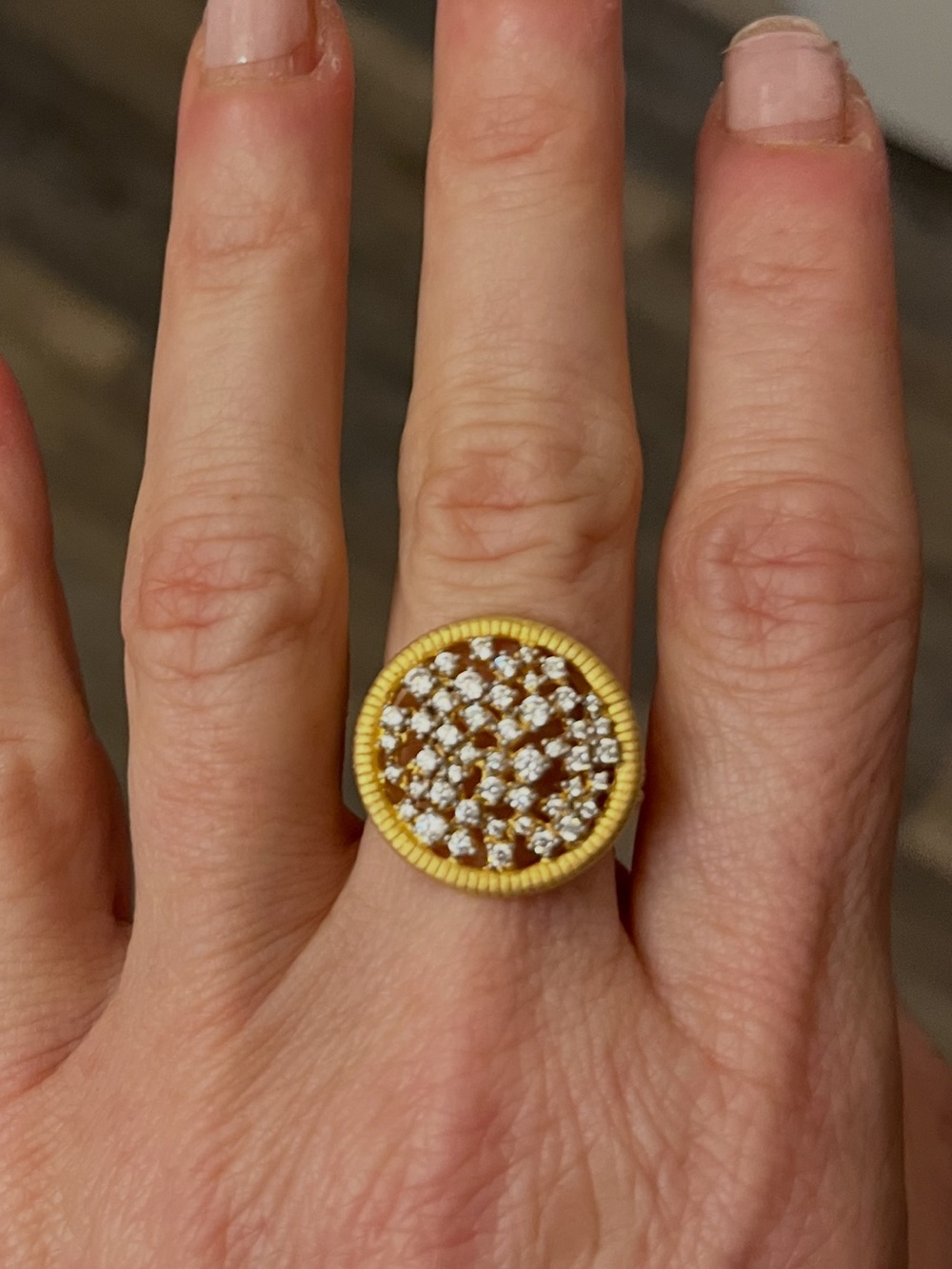 Freida Rothman size 7 Sterling and Gold Plated Sparkling Ring